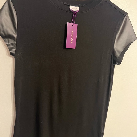 Sz 4/6 NWT Lascana top faux leather sleeves - Picture 5 of 9